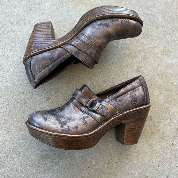 Born Haddon Clog Metallic Bronze Distress Shoes Women’s Size 8.5 - Picture 1 of 10